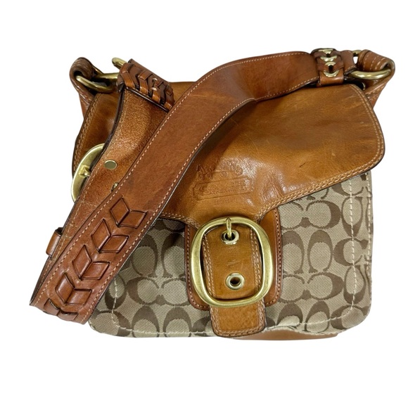 COACH Vintage Bleecker Large Signature Flap Luxury Shoulder Bag - Picture 1 of 15